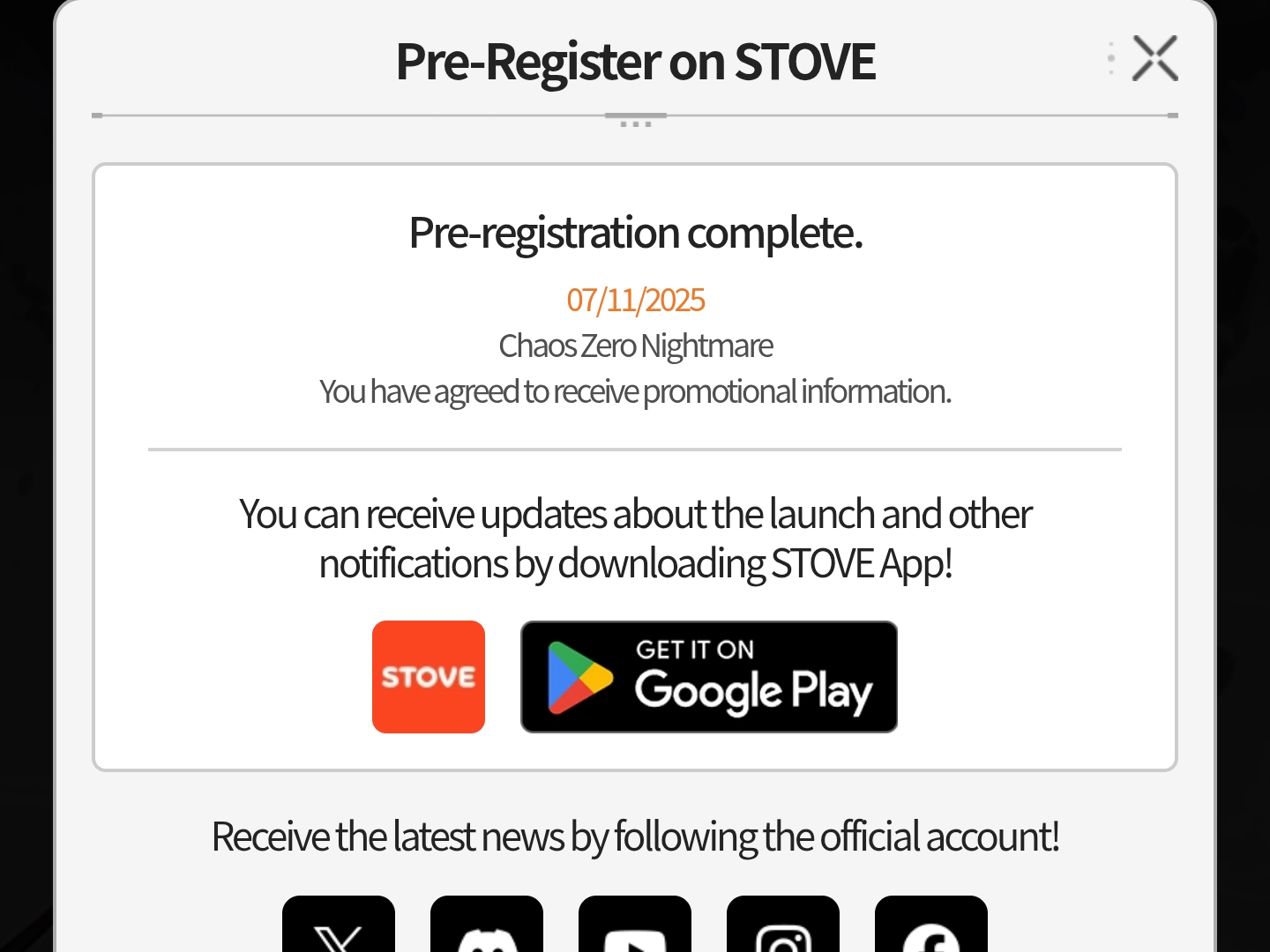 Pre registration event