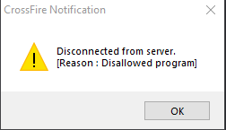 Kicked for Disallowed Program.