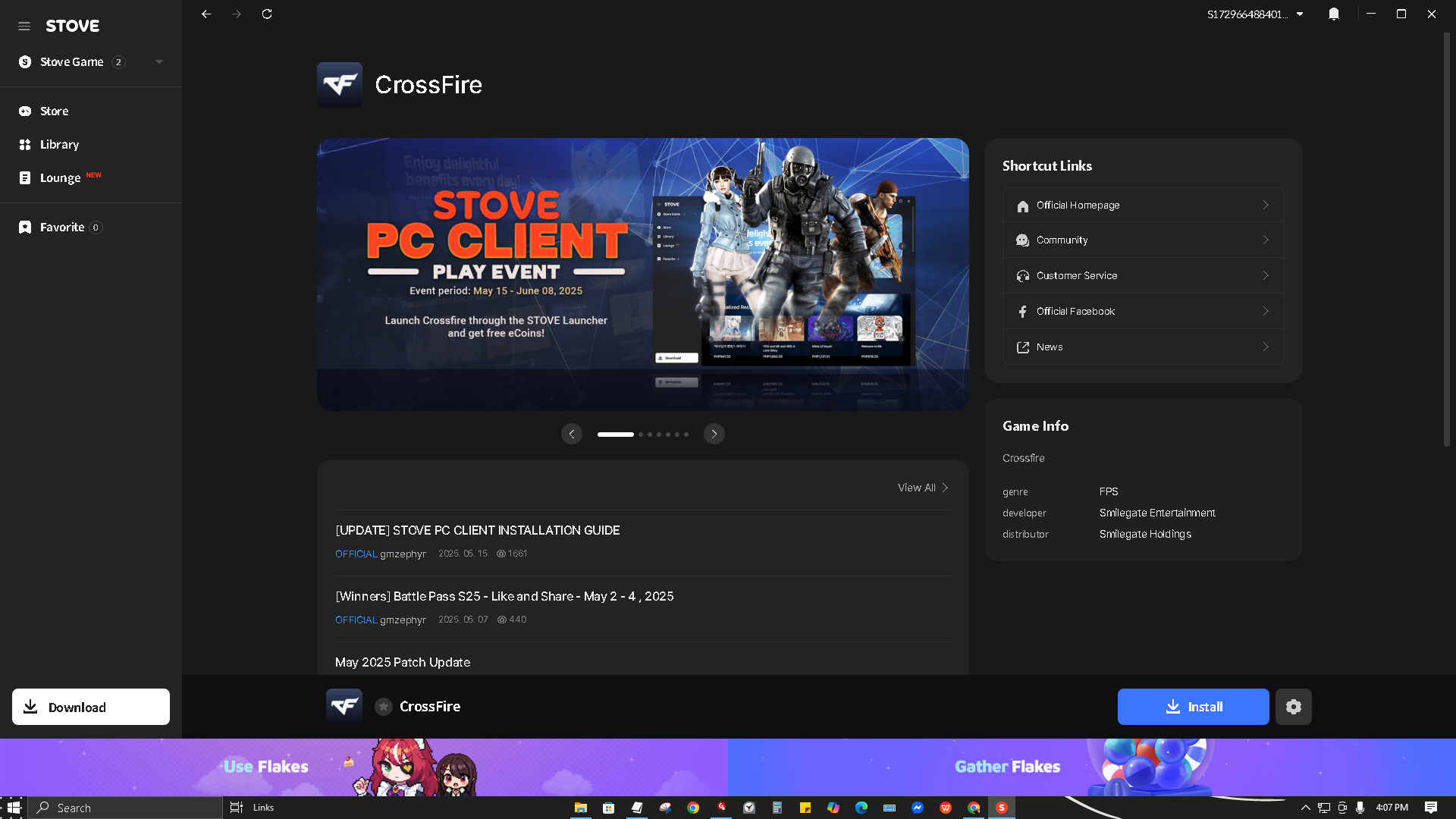 Can't locate my already downloaded Crossfire PH game.