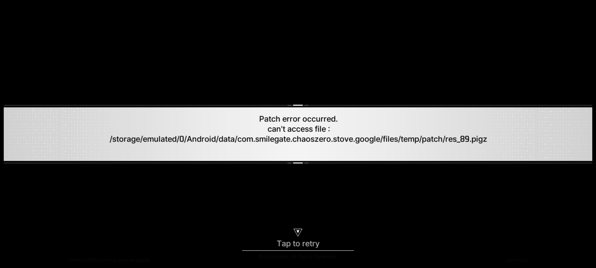Patch error occured.