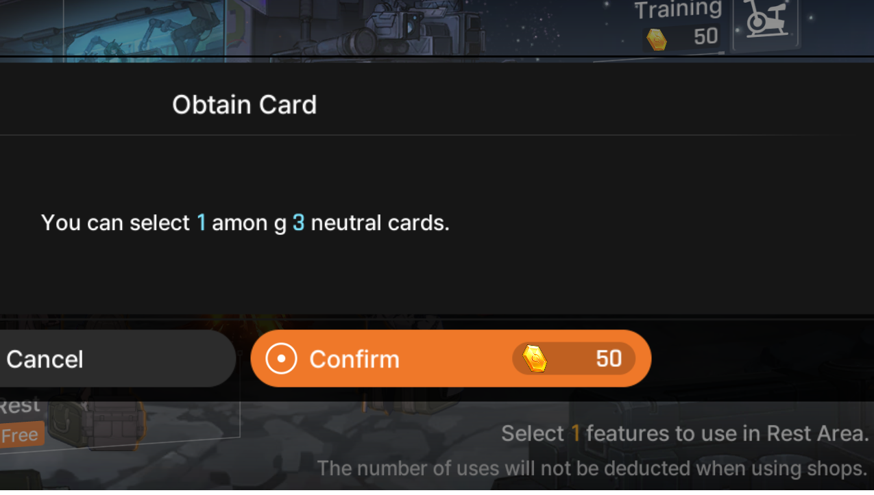Typo error when choosing to train in rest area.