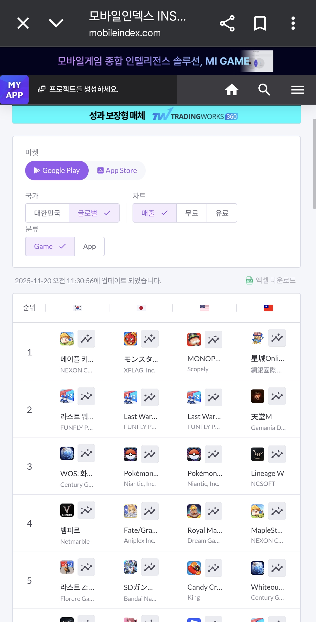 실시간 매출순위^^
